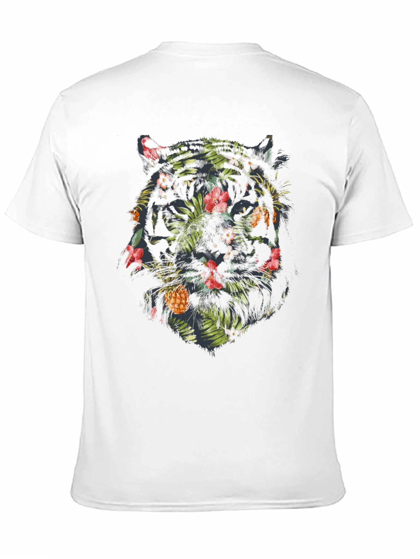 Tropical Tiger Graphic Tee - Black Cotton Blend Shirt
