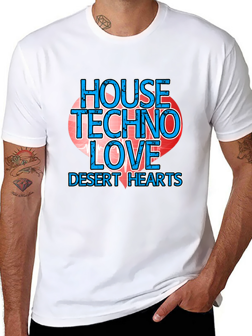 House Techno Love Desert Hearts Graphic Tee