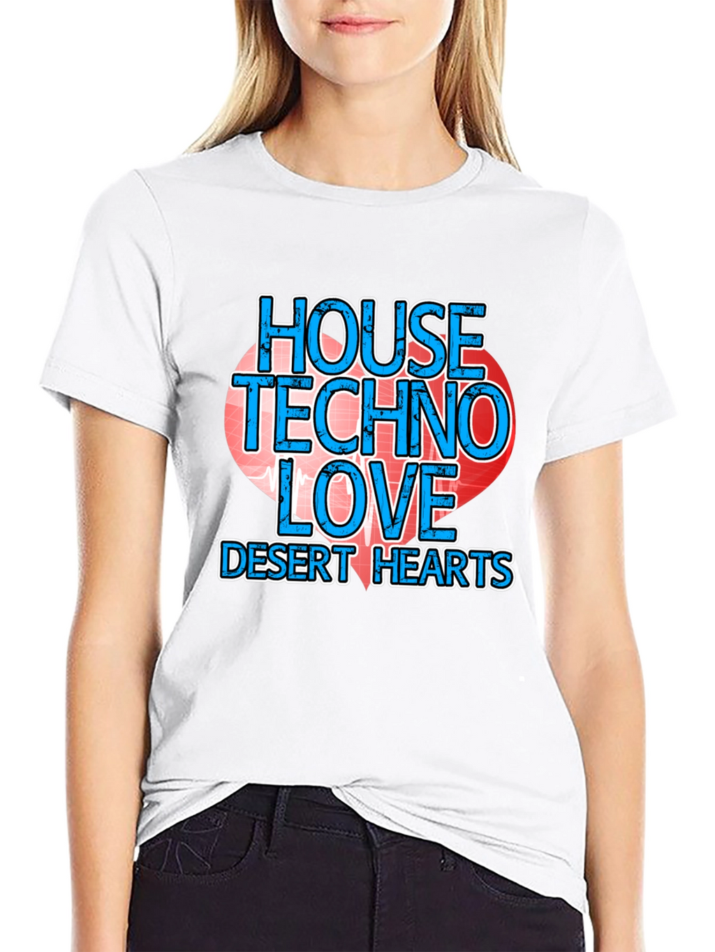 House Techno Love Desert Hearts Graphic Tee