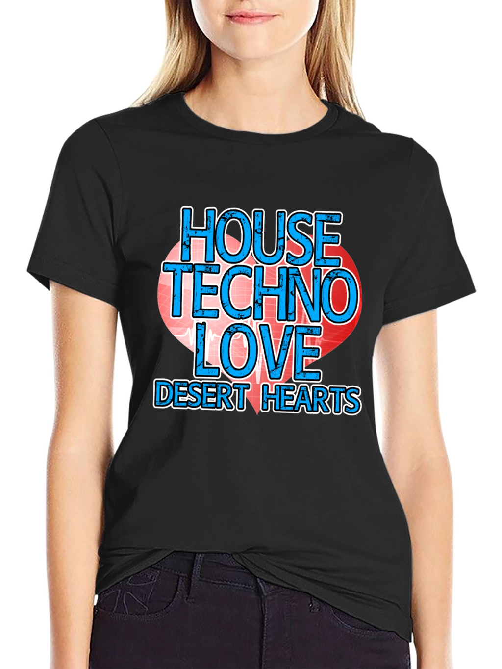House Techno Love Desert Hearts Graphic Tee