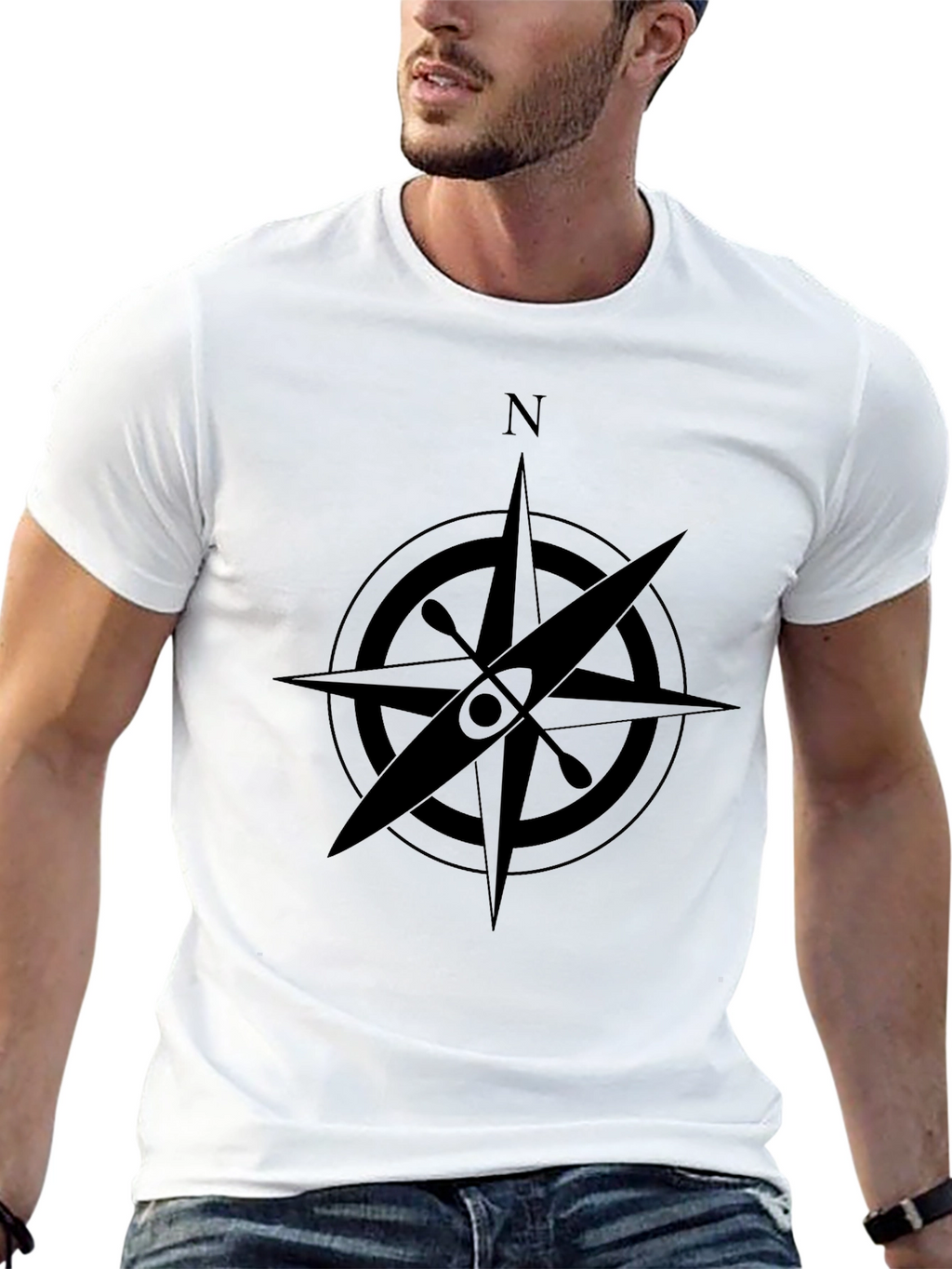 Kayak Compass Rose Black T-Shirt - Adventure Ready