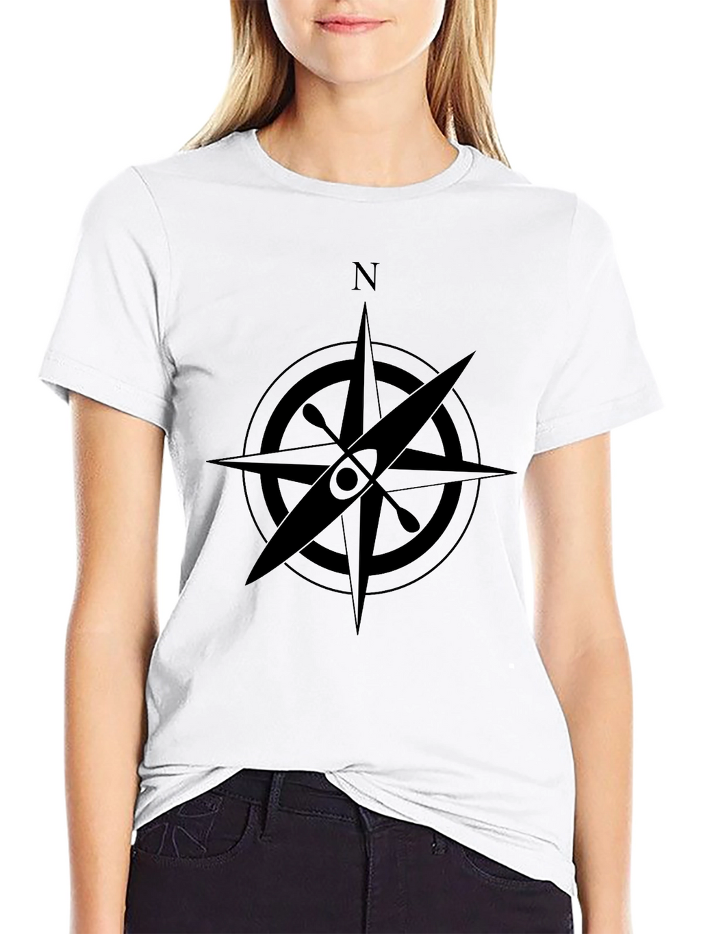 Kayak Compass Rose Black T-Shirt - Adventure Ready
