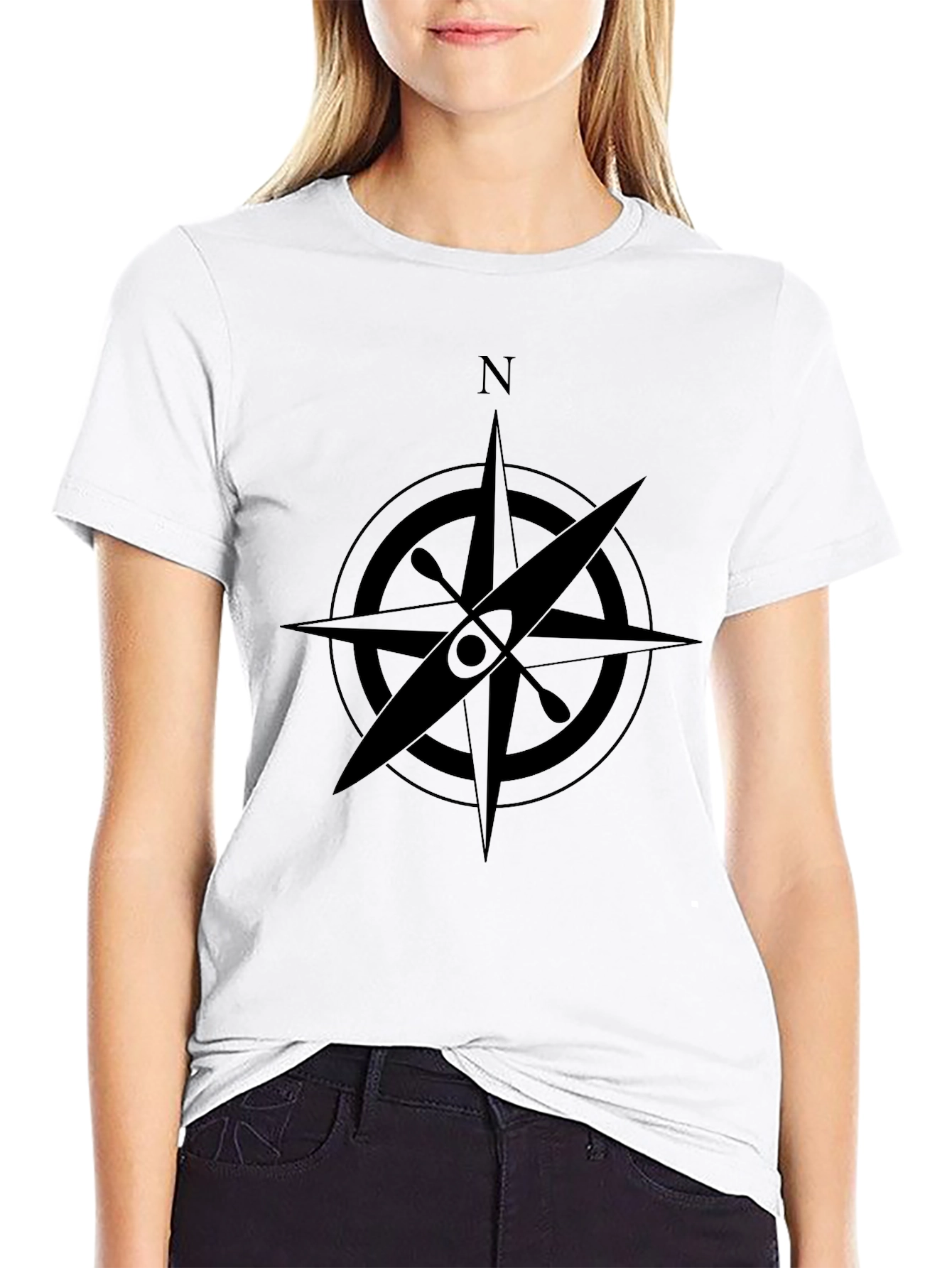 Kayak Compass Rose Black T-Shirt - Adventure Ready