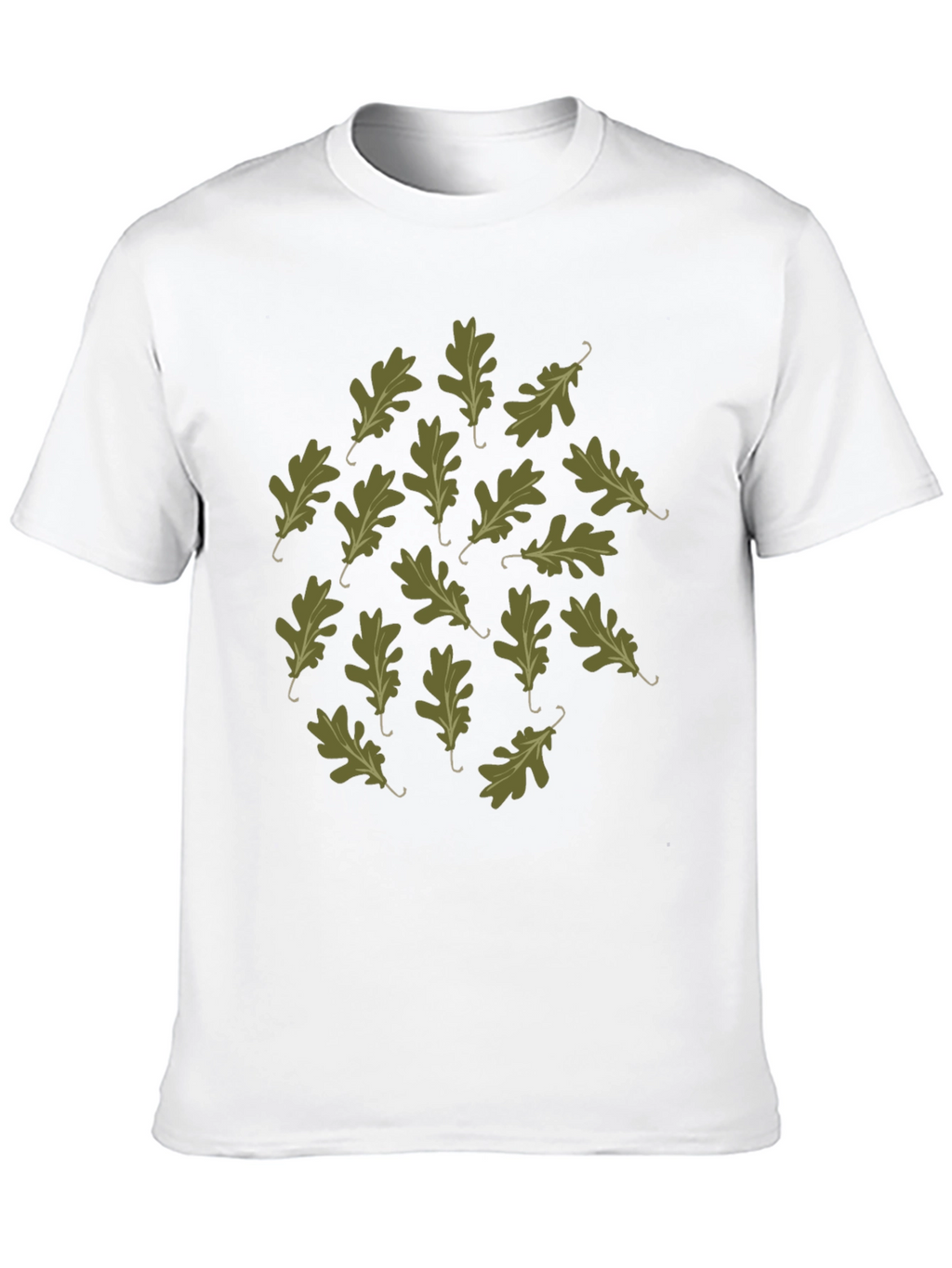 Oak Leaf Pattern Black T-Shirt