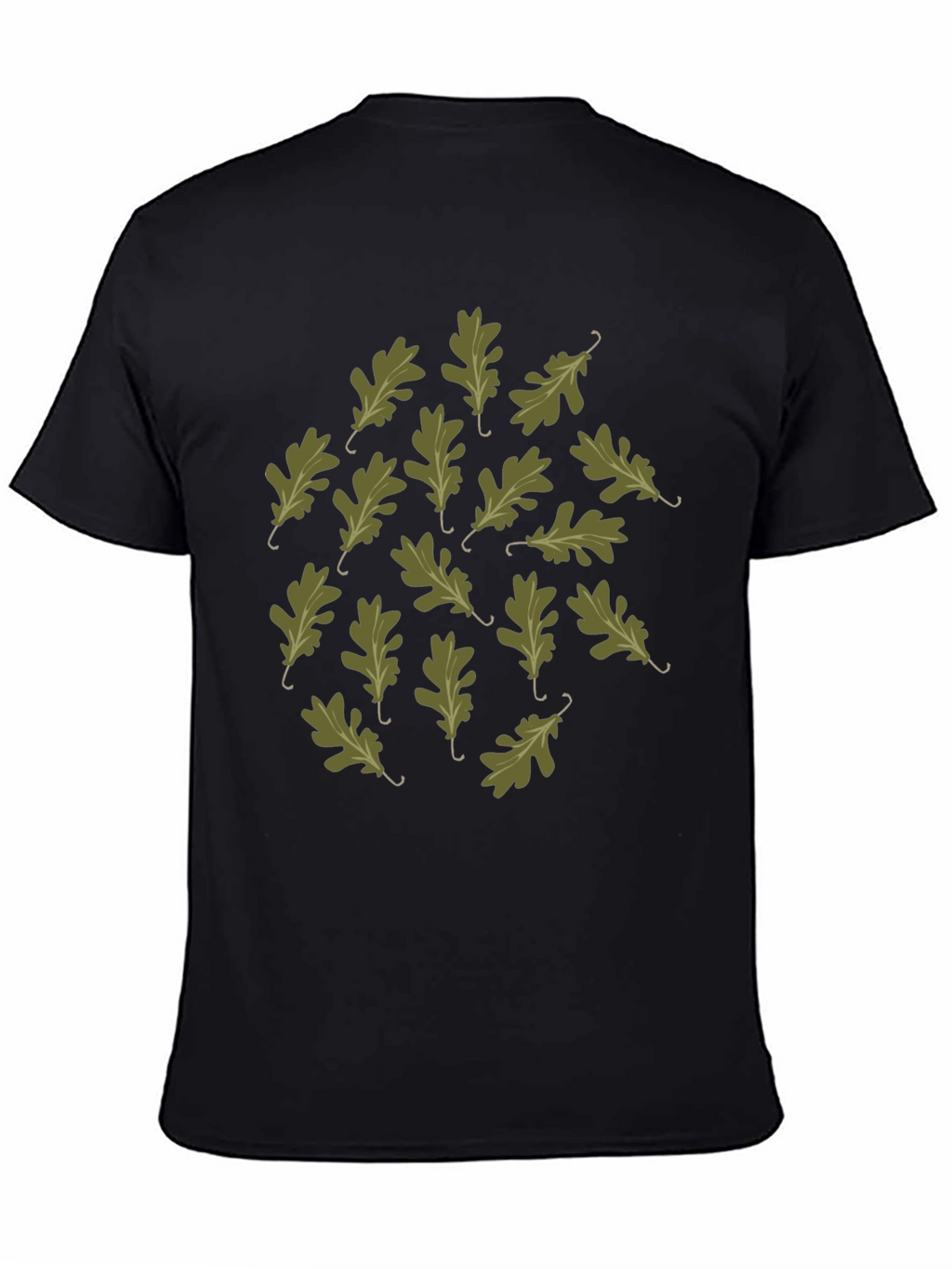 Oak Leaf Pattern Black T-Shirt