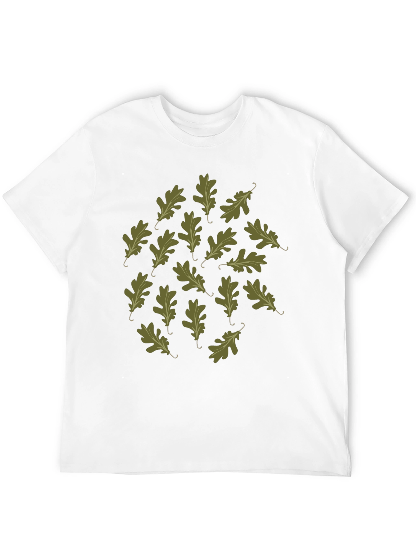 Oak Leaf Pattern Black T-Shirt