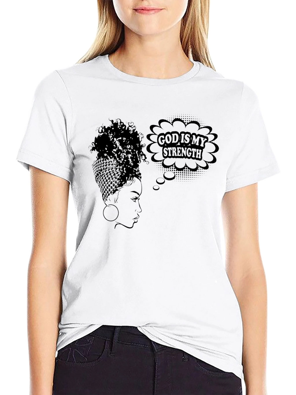 God is My Strength Black Graphic T-Shirt