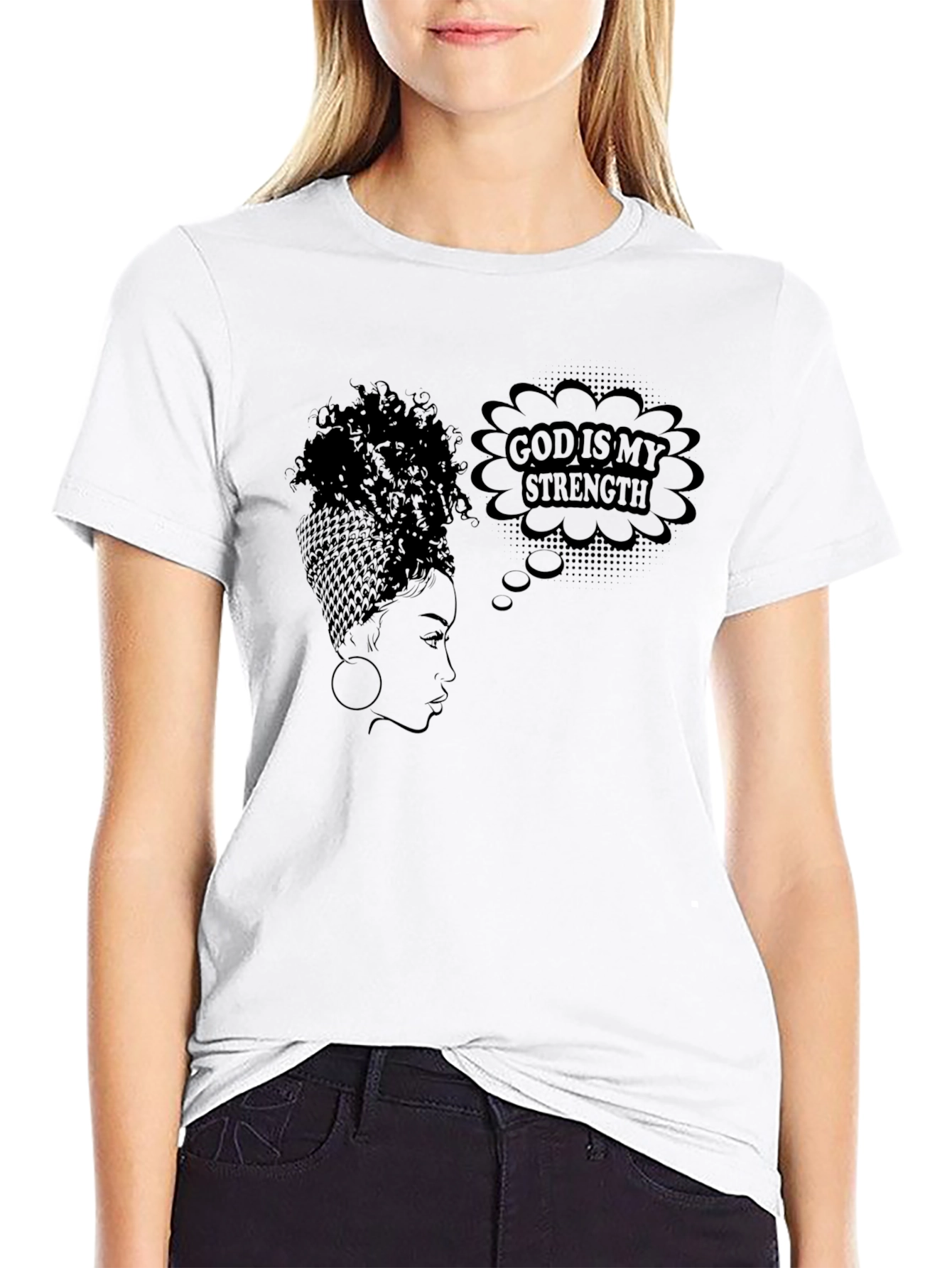 God is My Strength Black Graphic T-Shirt
