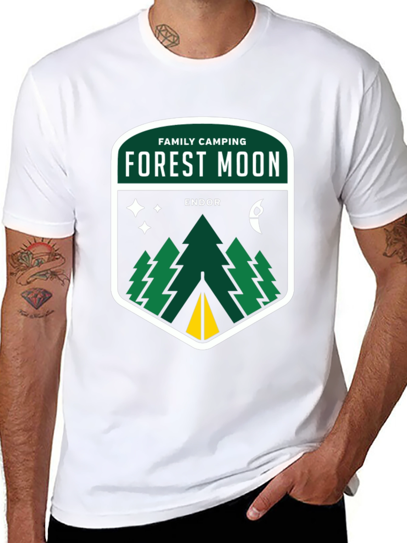 Forest Moon Camping Tee - Black Cotton Graphic T-Shirt