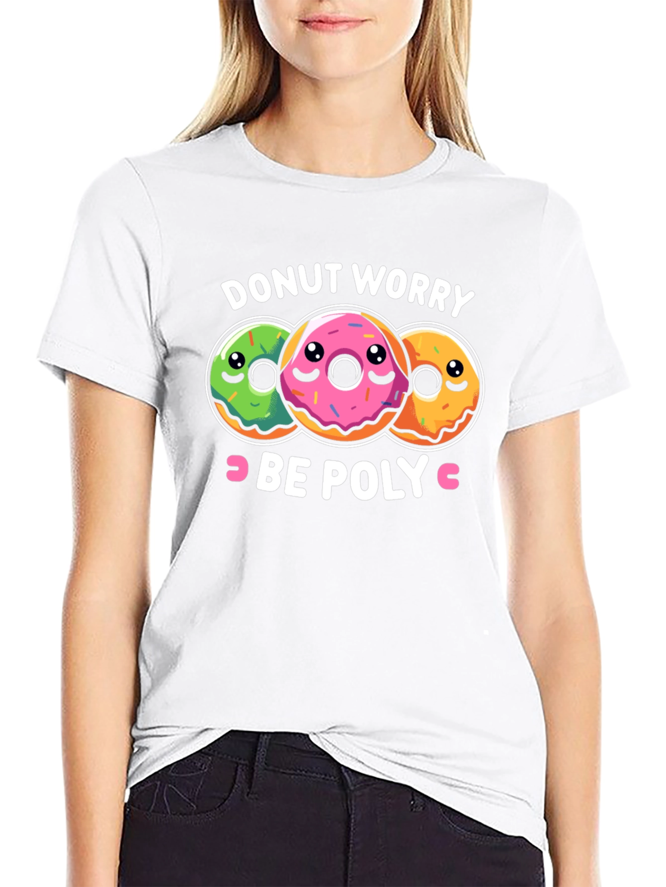 Donut Worry Be Poly T-Shirt - Funny Graphic Tee
