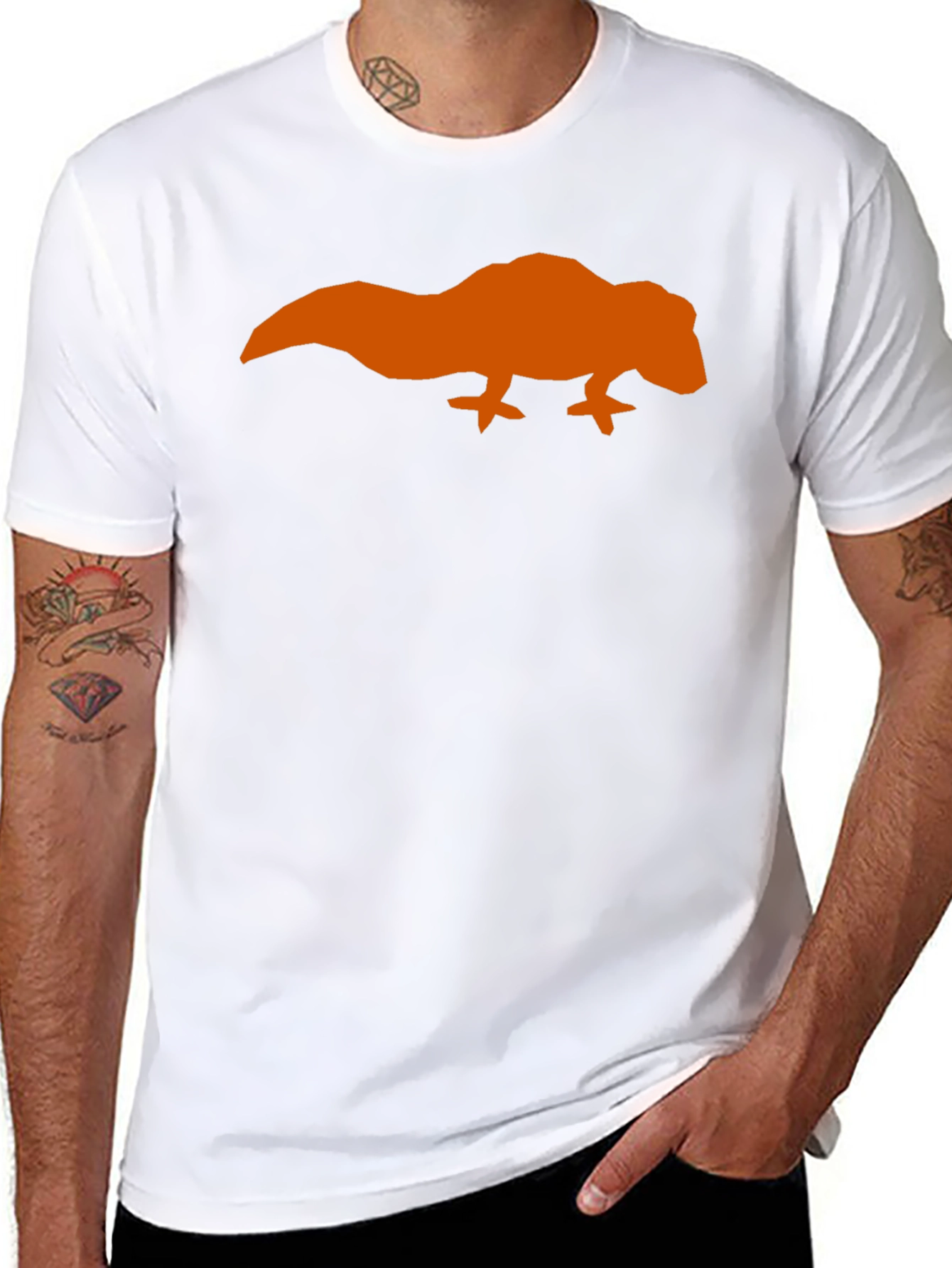 Orange Lizard Graphic Black T-Shirt