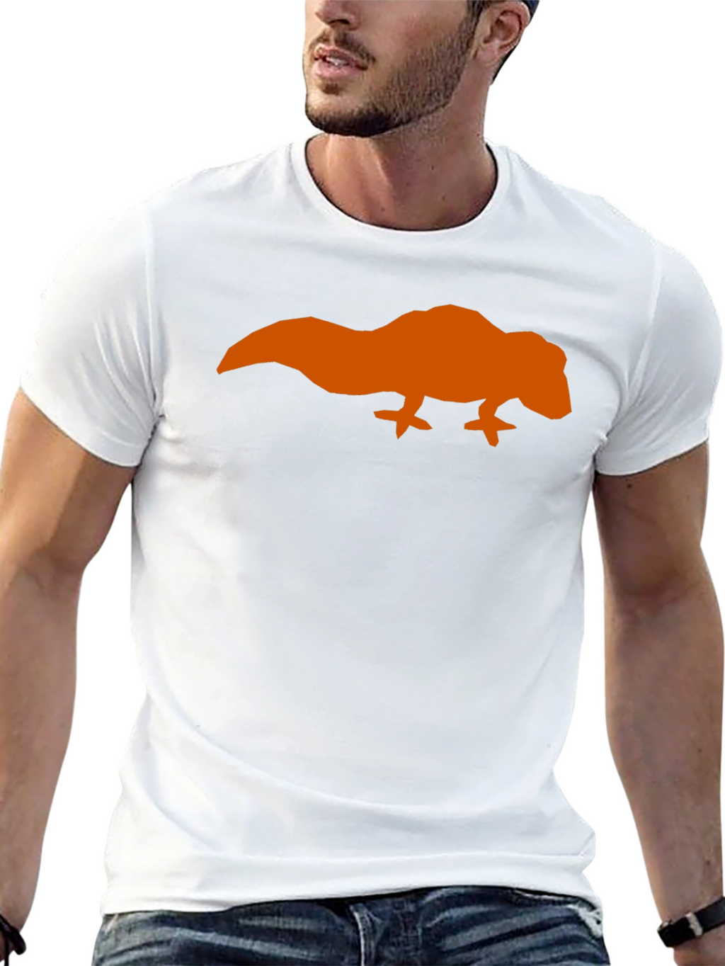 Orange Lizard Graphic Black T-Shirt