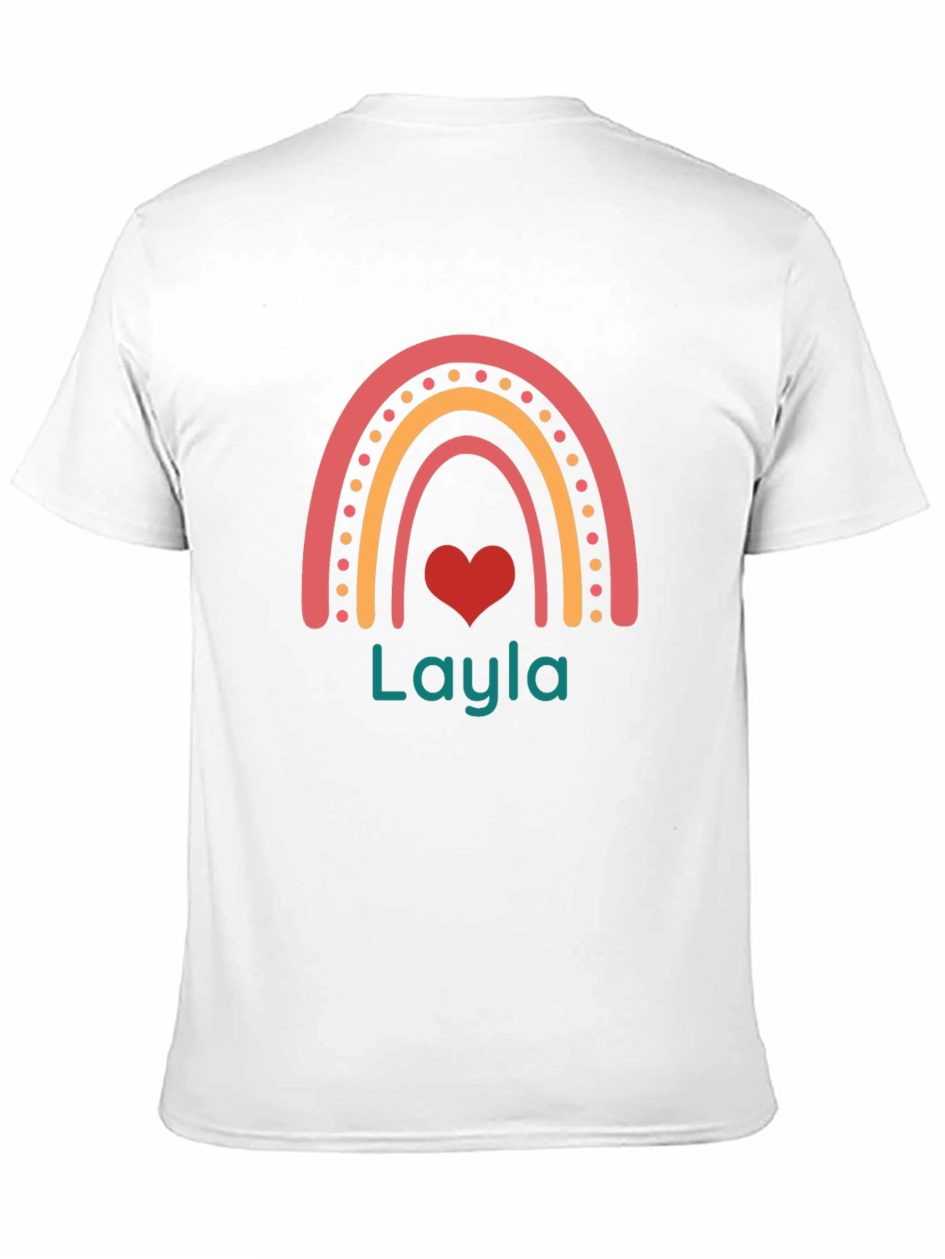 Personalized Layla Rainbow Heart T-Shirt