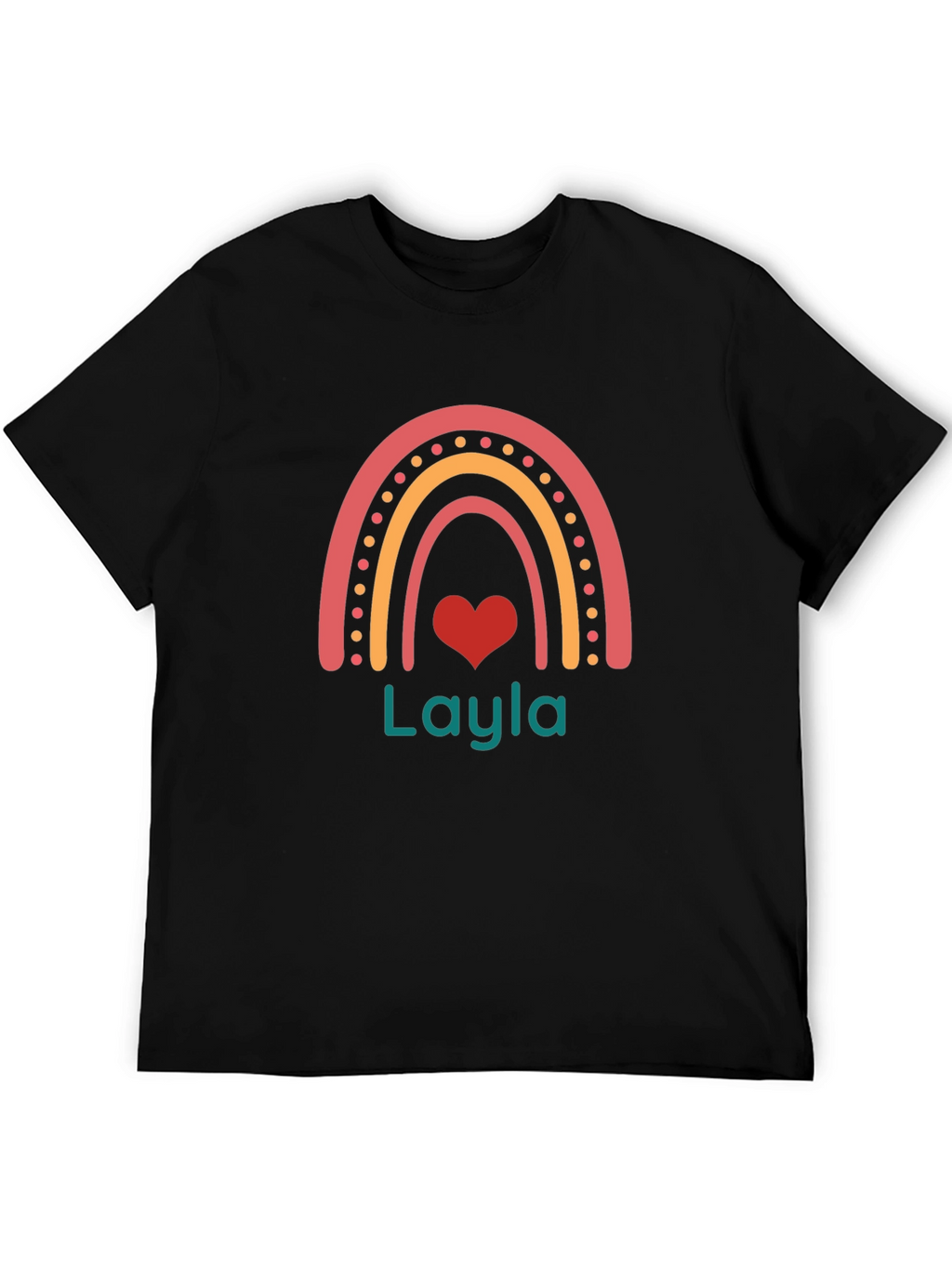 Personalized Layla Rainbow Heart T-Shirt