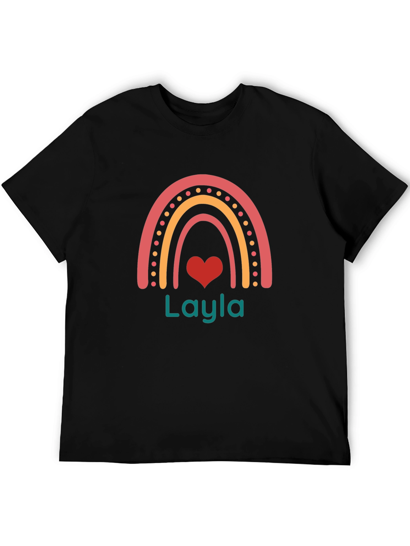 Personalized Layla Rainbow Heart T-Shirt