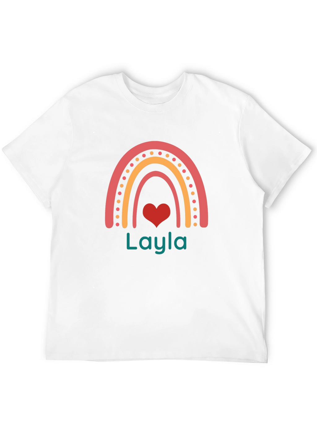 Personalized Layla Rainbow Heart T-Shirt