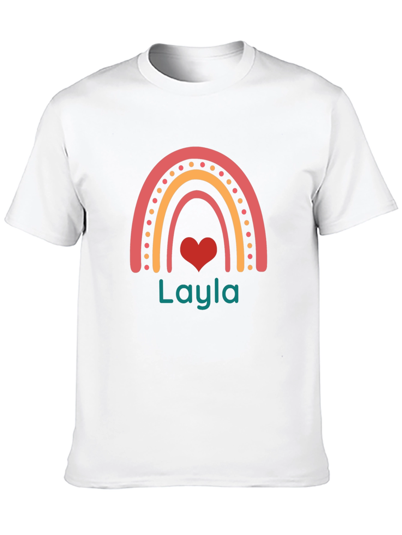 Personalized Layla Rainbow Heart T-Shirt