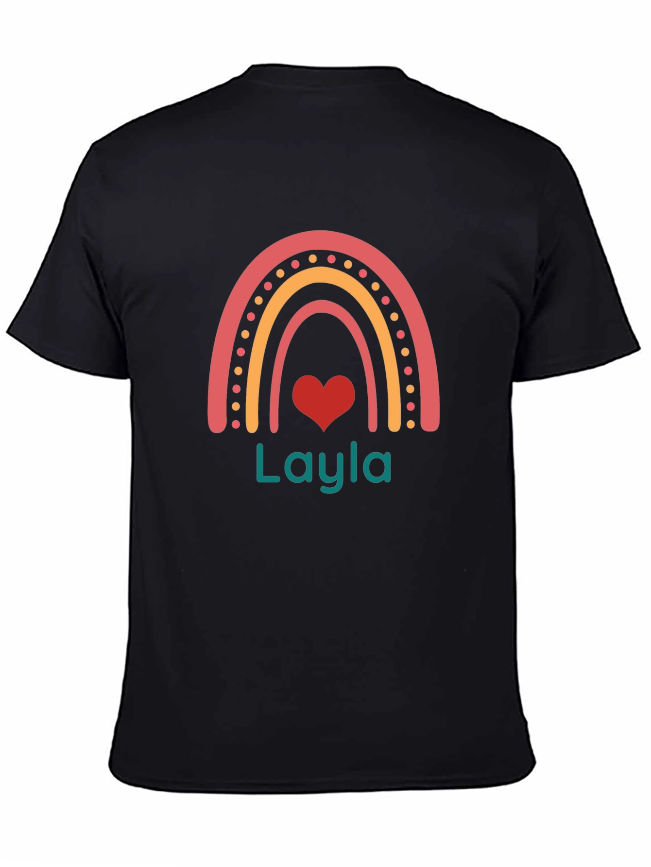 Personalized Layla Rainbow Heart T-Shirt