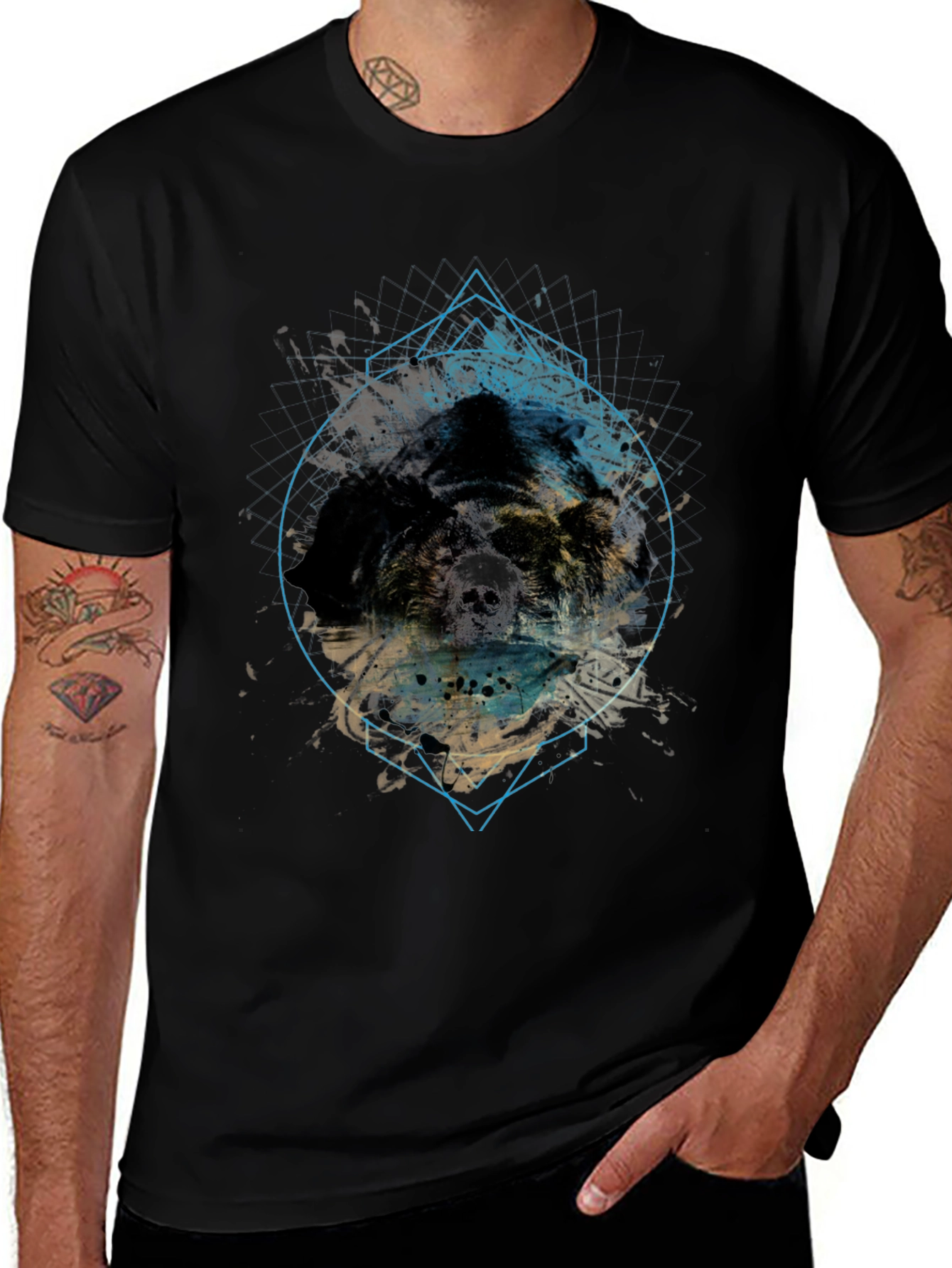 Abstract Skull Graphic Tee - Mens Black T-Shirt