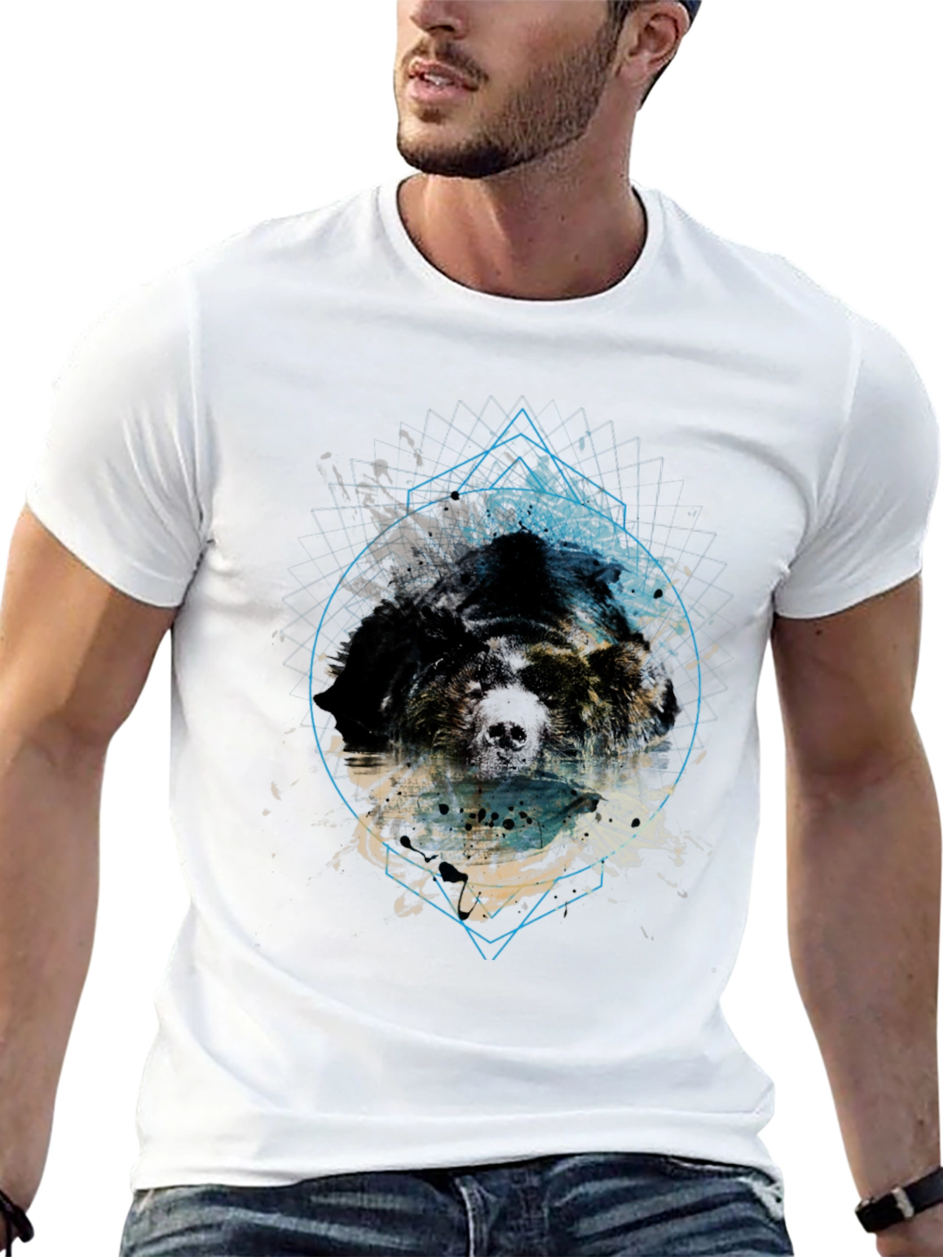 Abstract Skull Graphic Tee - Mens Black T-Shirt