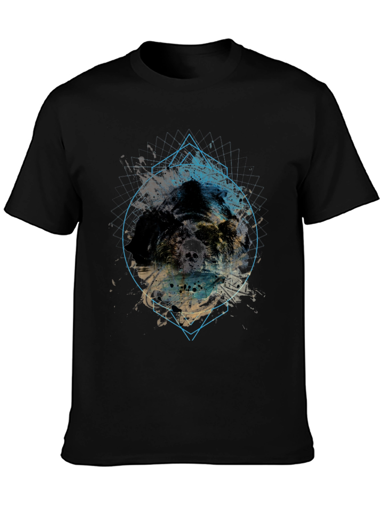 Abstract Skull Graphic Tee - Mens Black T-Shirt
