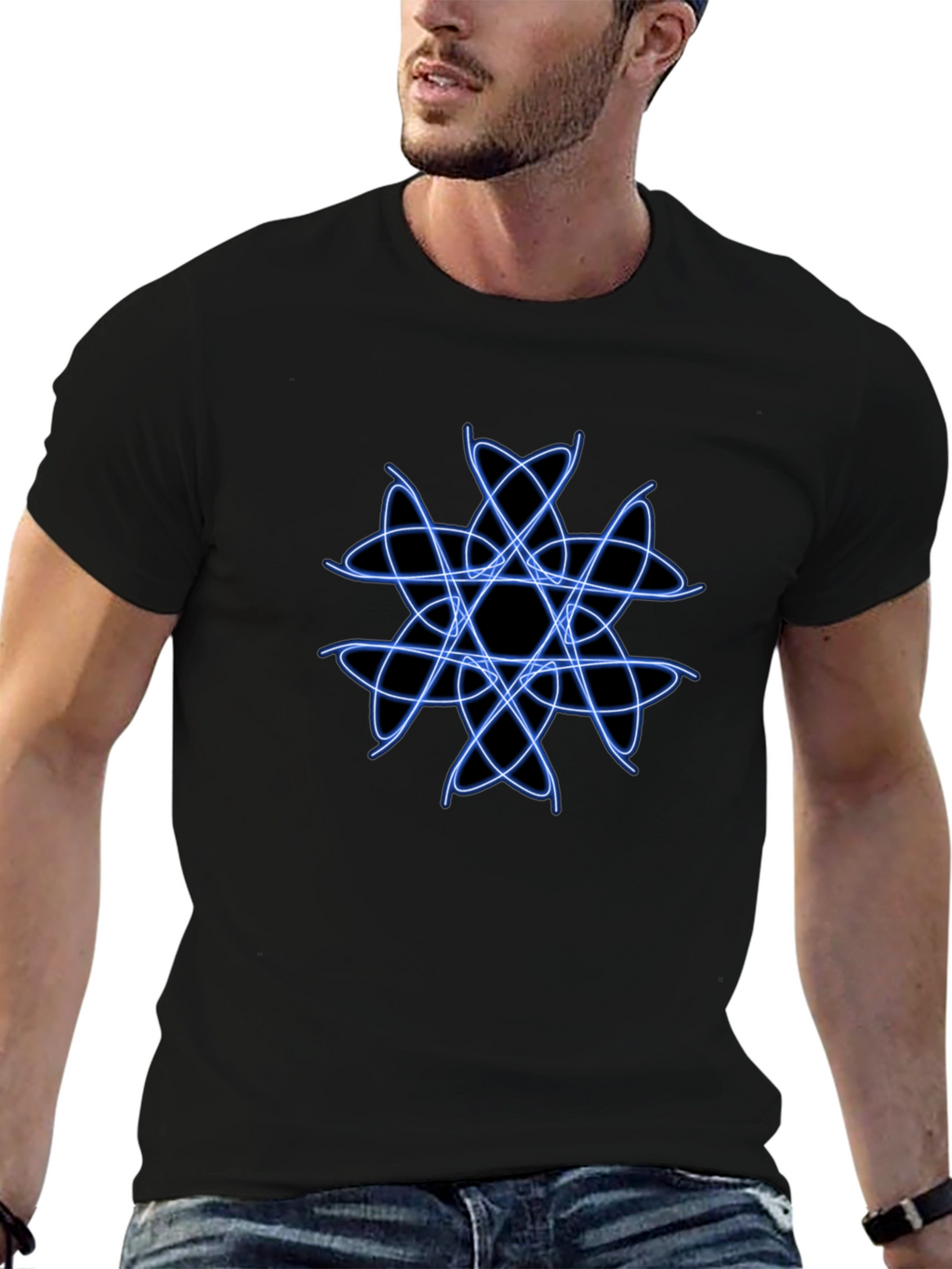 Geometric Blue Graphic Tee - Modern Style
