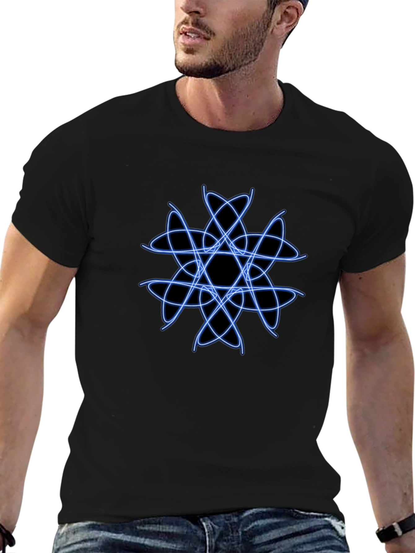 Geometric Blue Graphic Tee - Modern Style