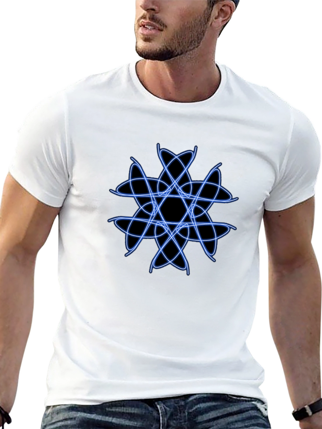 Geometric Blue Graphic Tee - Modern Style
