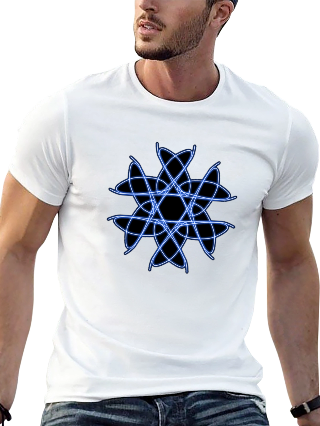 Geometric Blue Graphic Tee - Modern Style