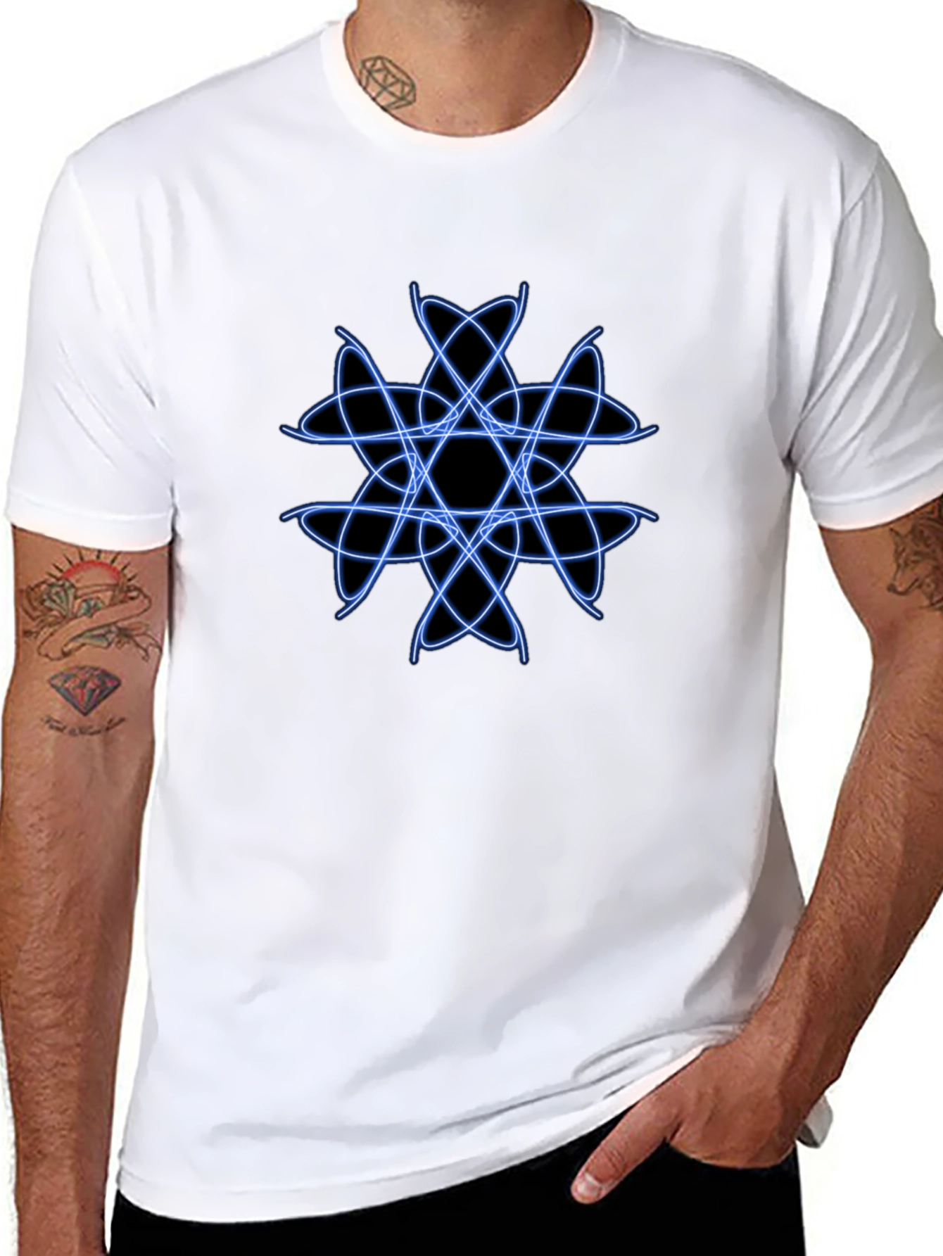 Geometric Blue Graphic Tee - Modern Style