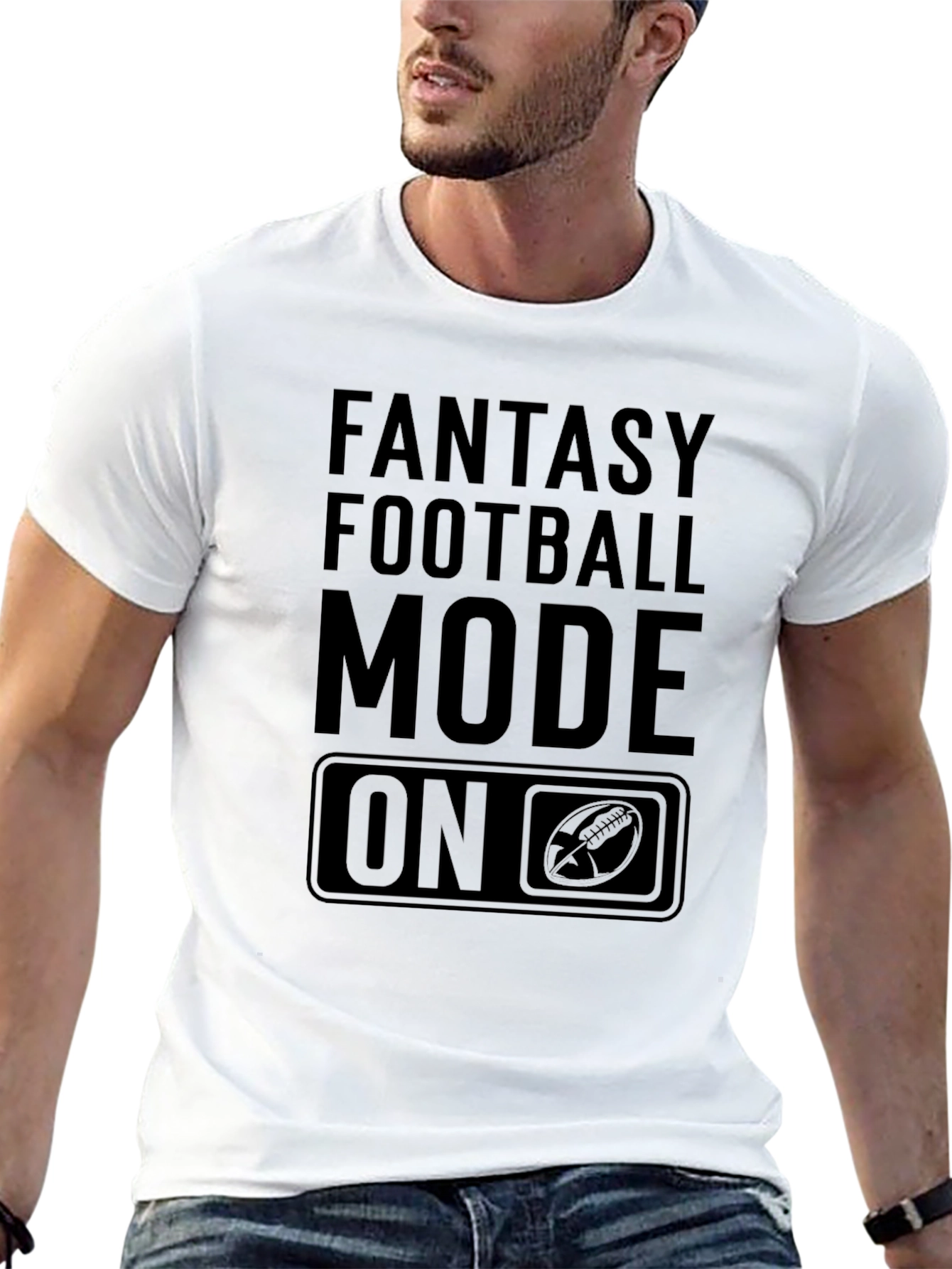 Fantasy Football Mode On Black T-Shirt