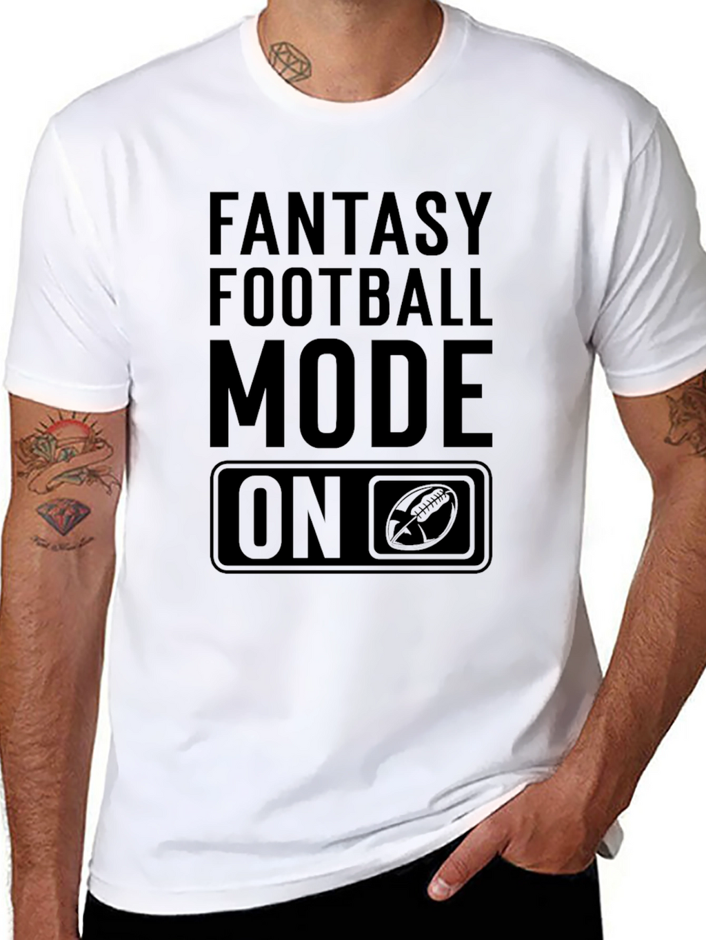 Fantasy Football Mode On Black T-Shirt