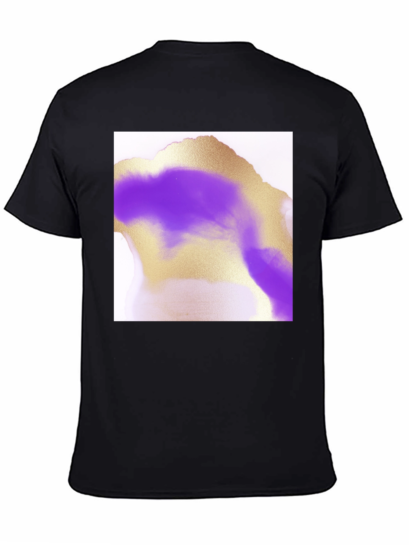 Abstract Gold & Purple Graphic Tee - Modern Art Shirt