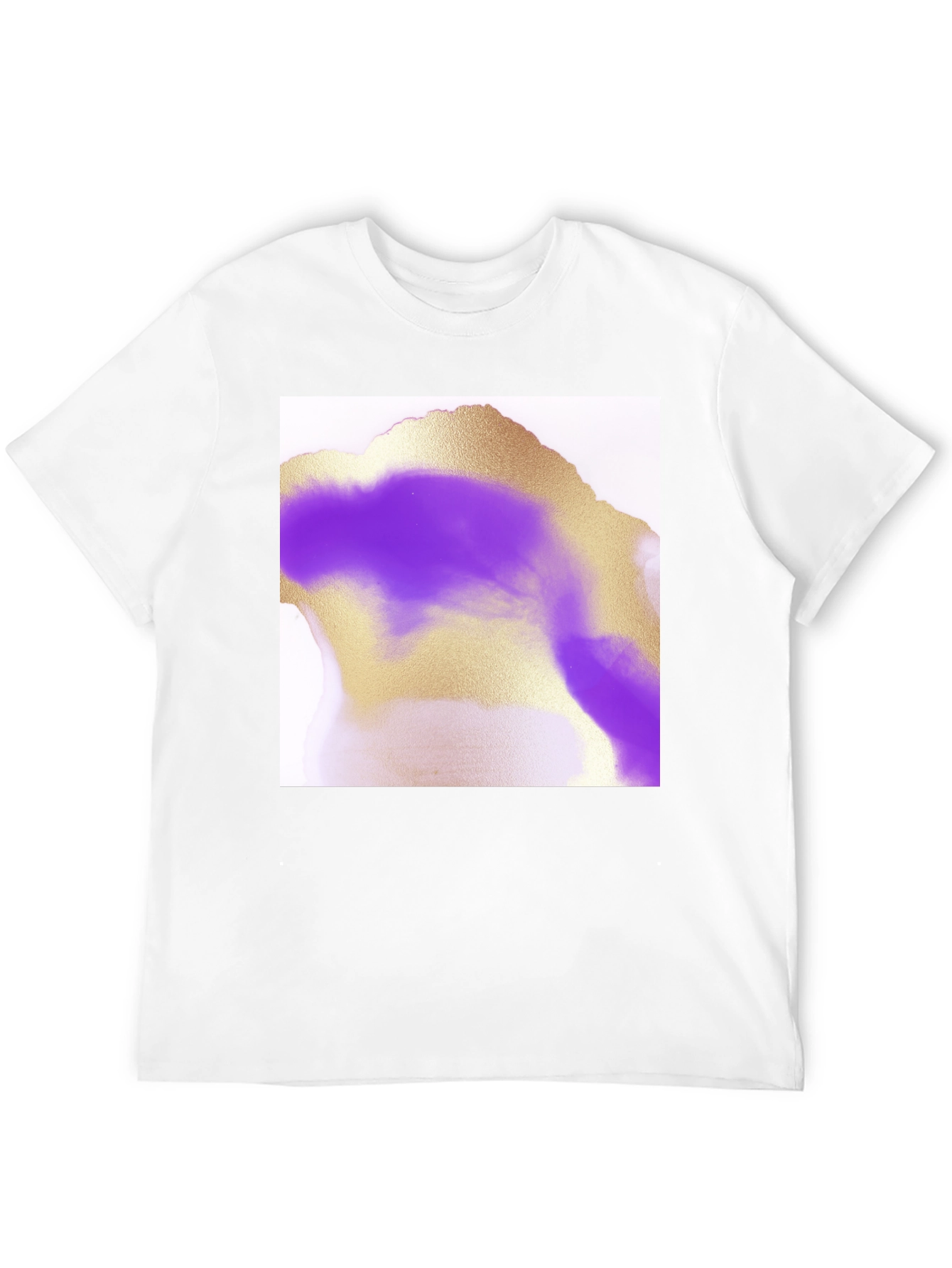 Abstract Gold & Purple Graphic Tee - Modern Art Shirt