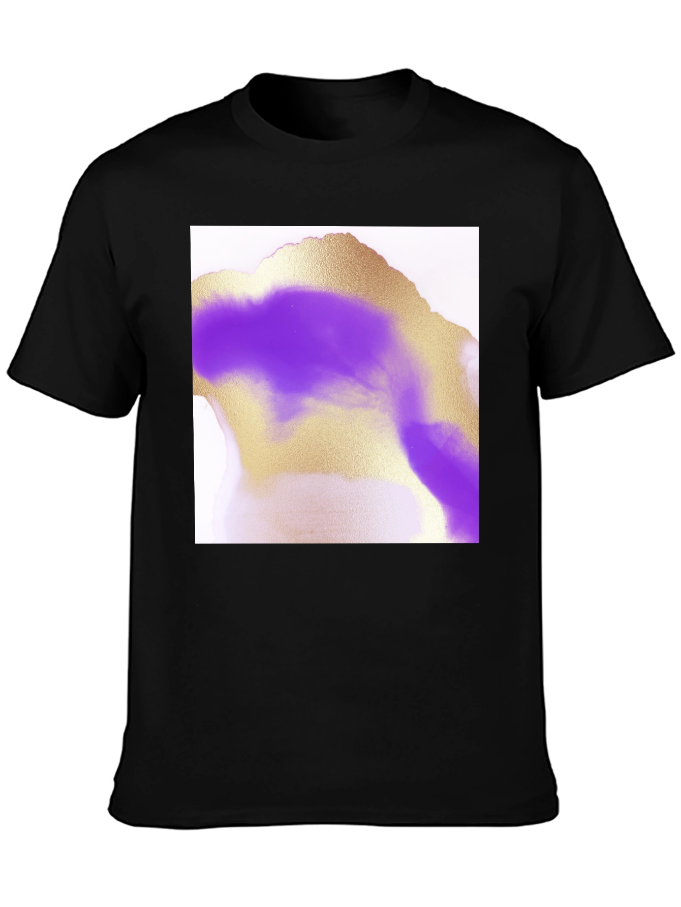 Abstract Gold & Purple Graphic Tee - Modern Art Shirt