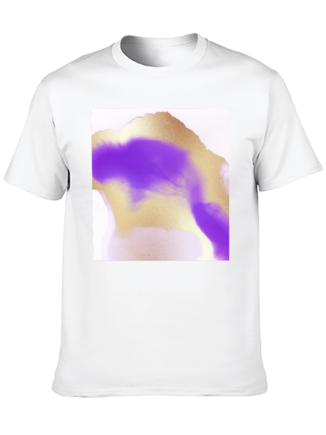 Abstract Gold & Purple Graphic Tee - Modern Art Shirt