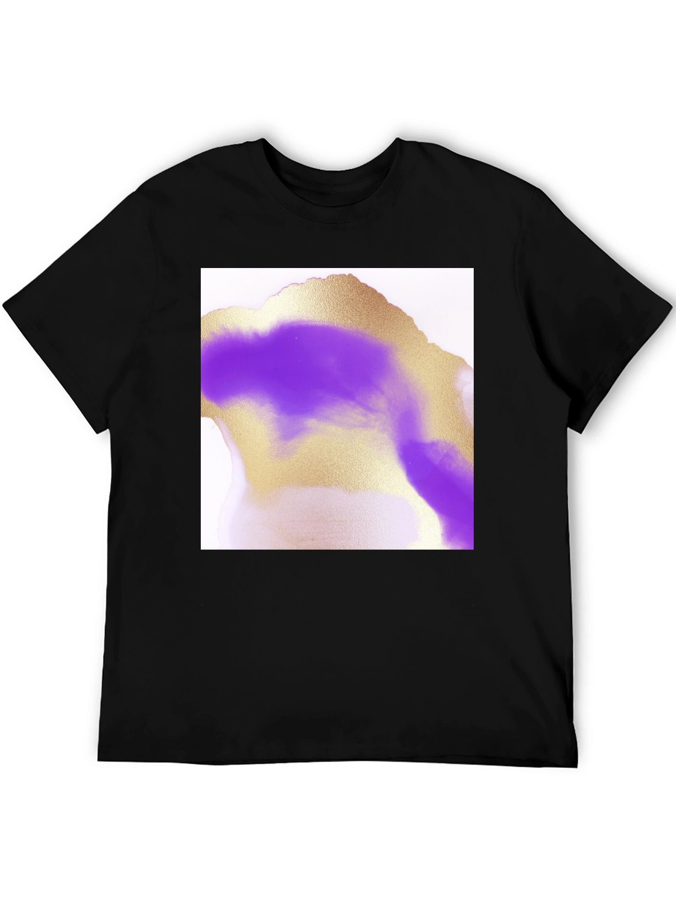 Abstract Gold & Purple Graphic Tee - Modern Art Shirt