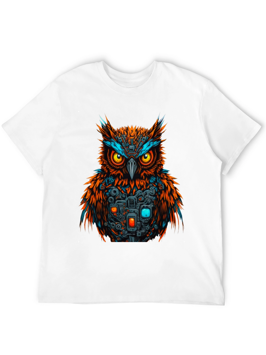 Cyber Owl Graphic T-Shirt - Black Cotton Tee