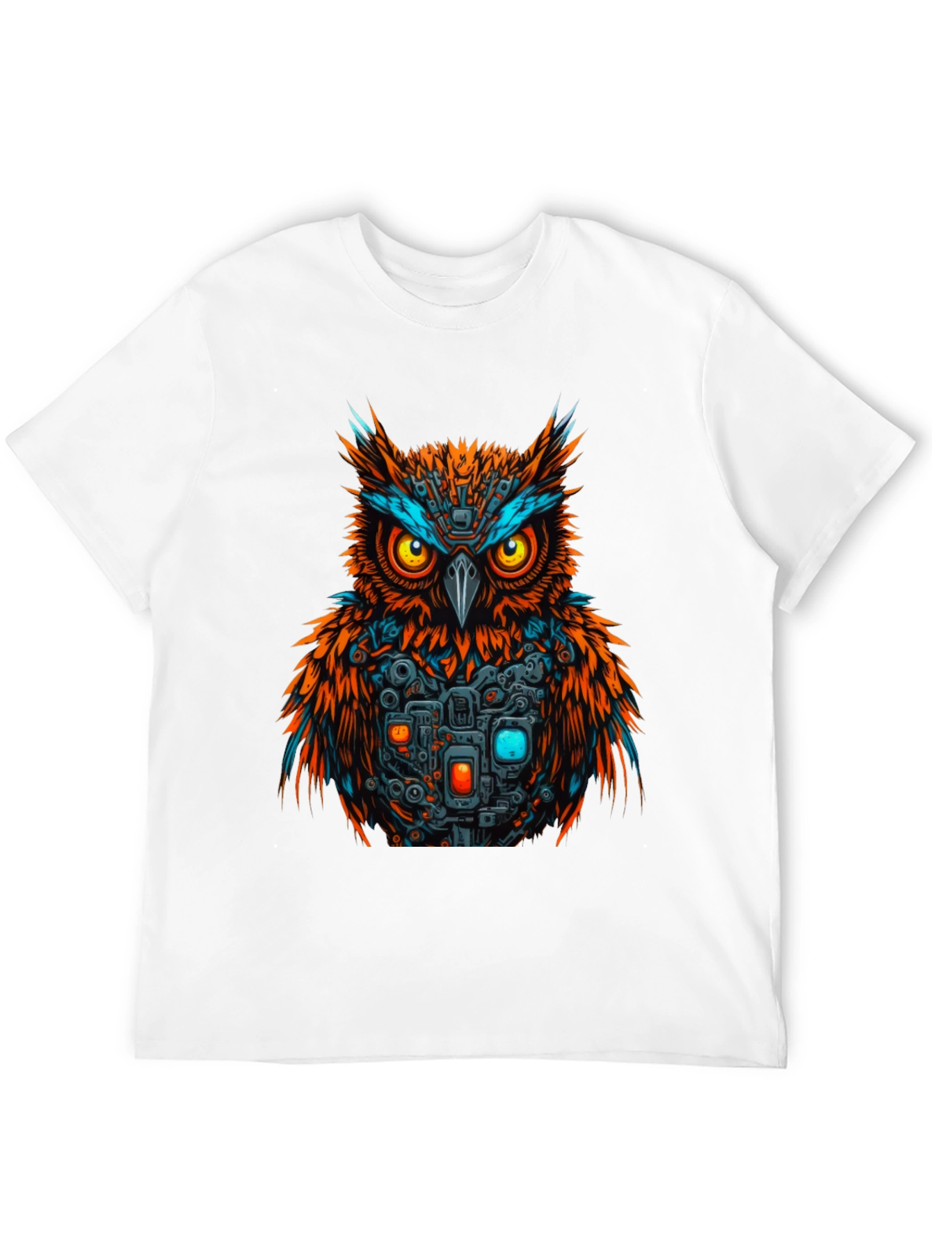 Cyber Owl Graphic T-Shirt - Black Cotton Tee
