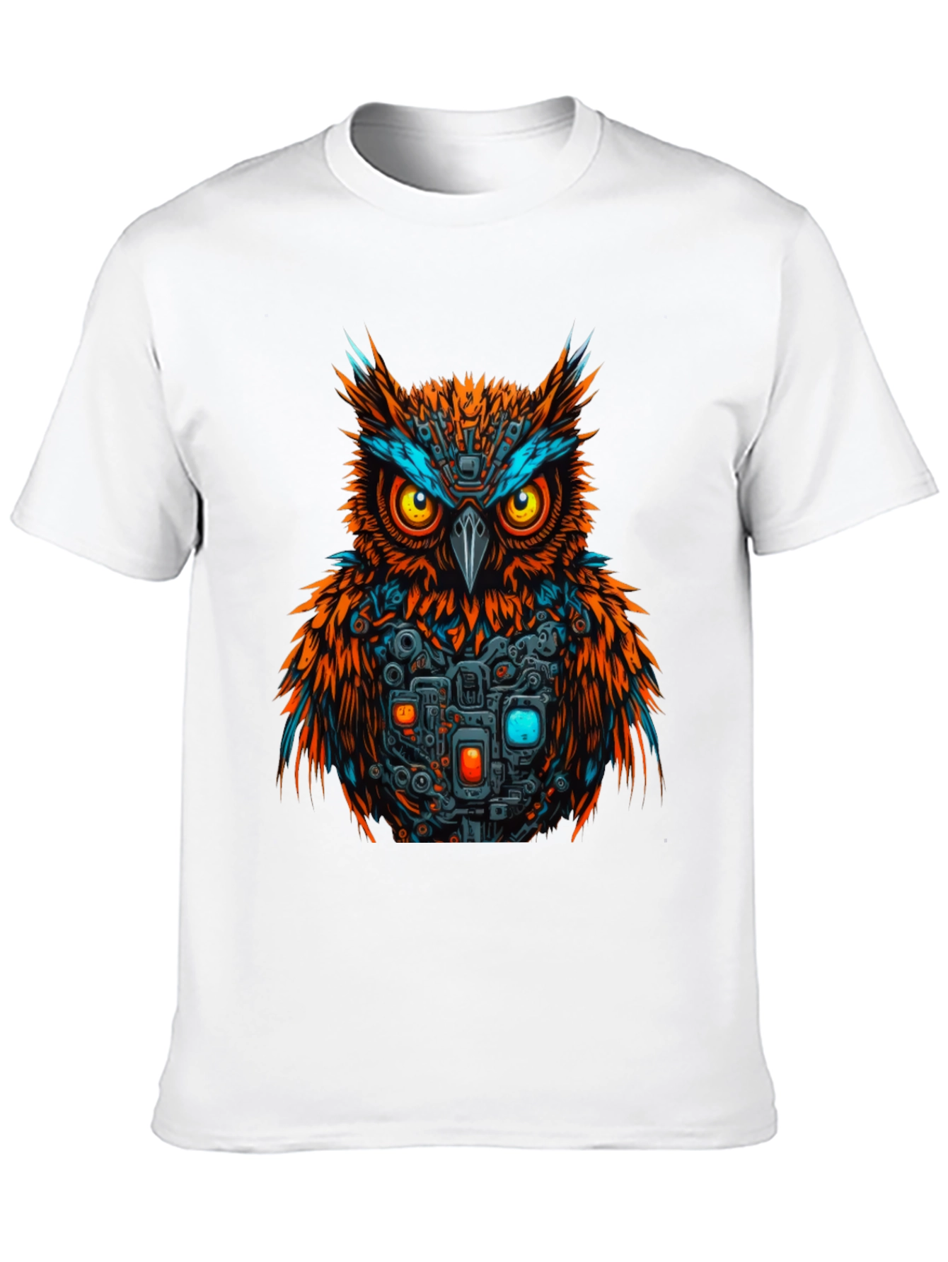 Cyber Owl Graphic T-Shirt - Black Cotton Tee