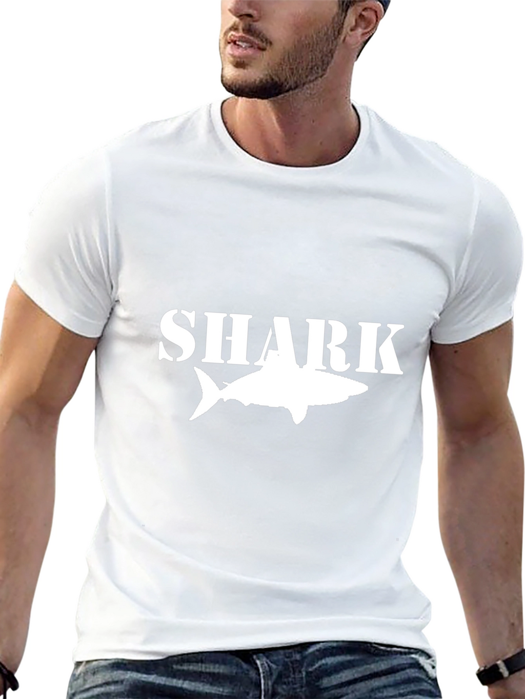 Shark Graphic Tee - Black Cotton T-Shirt
