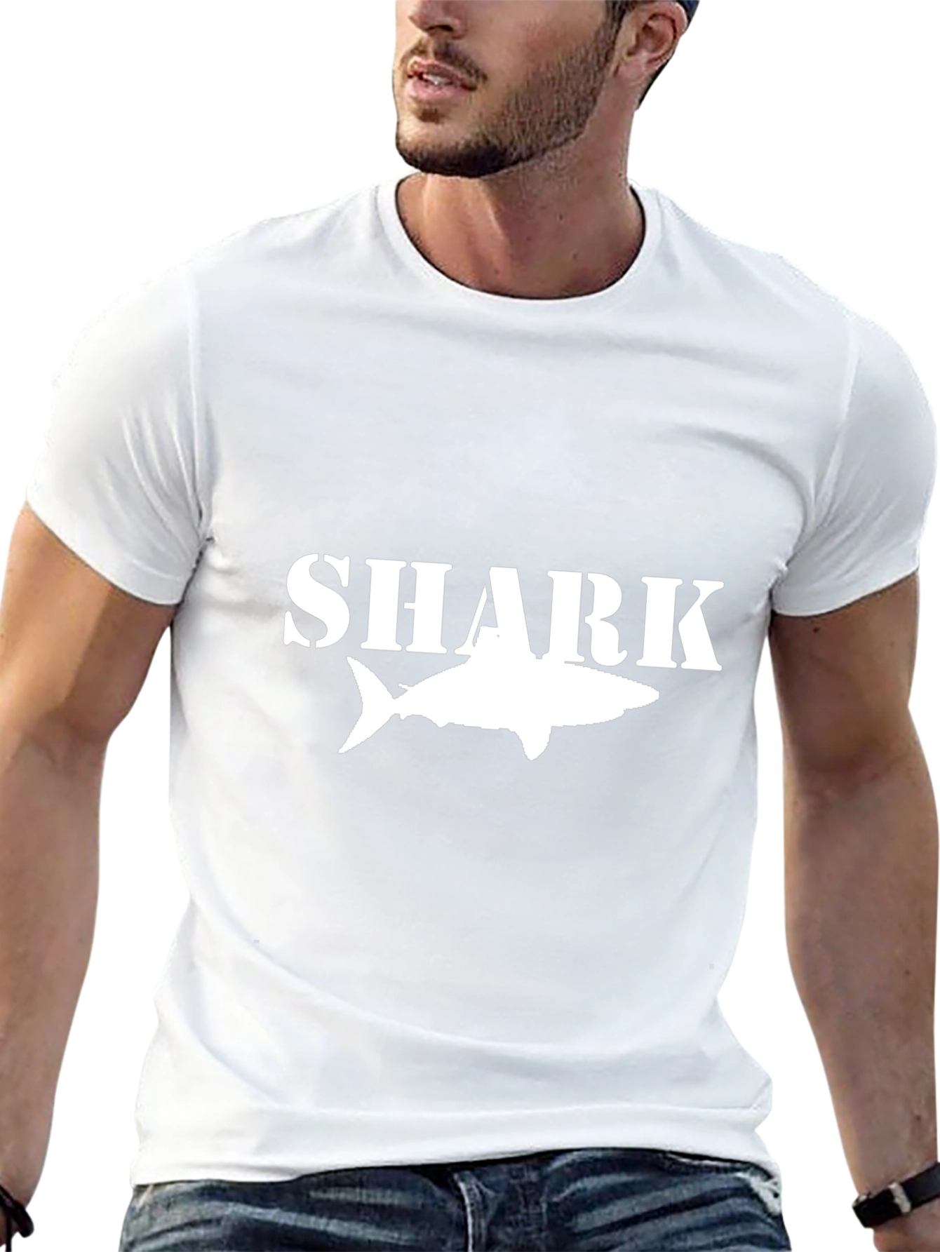 Shark Graphic Tee - Black Cotton T-Shirt