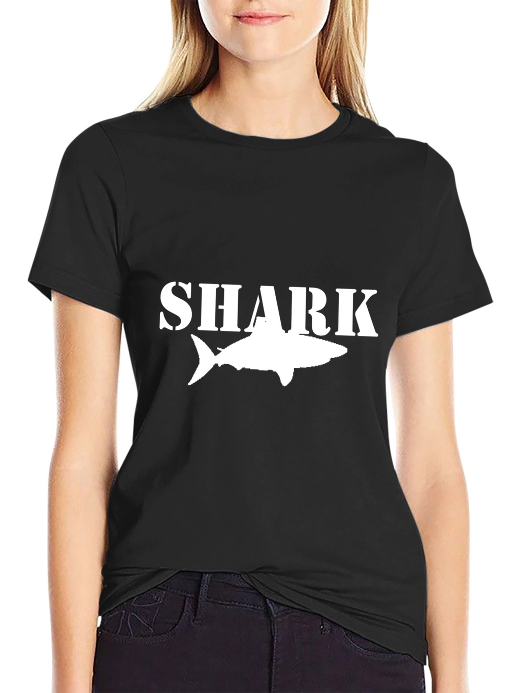 Shark Graphic Tee - Black Cotton T-Shirt