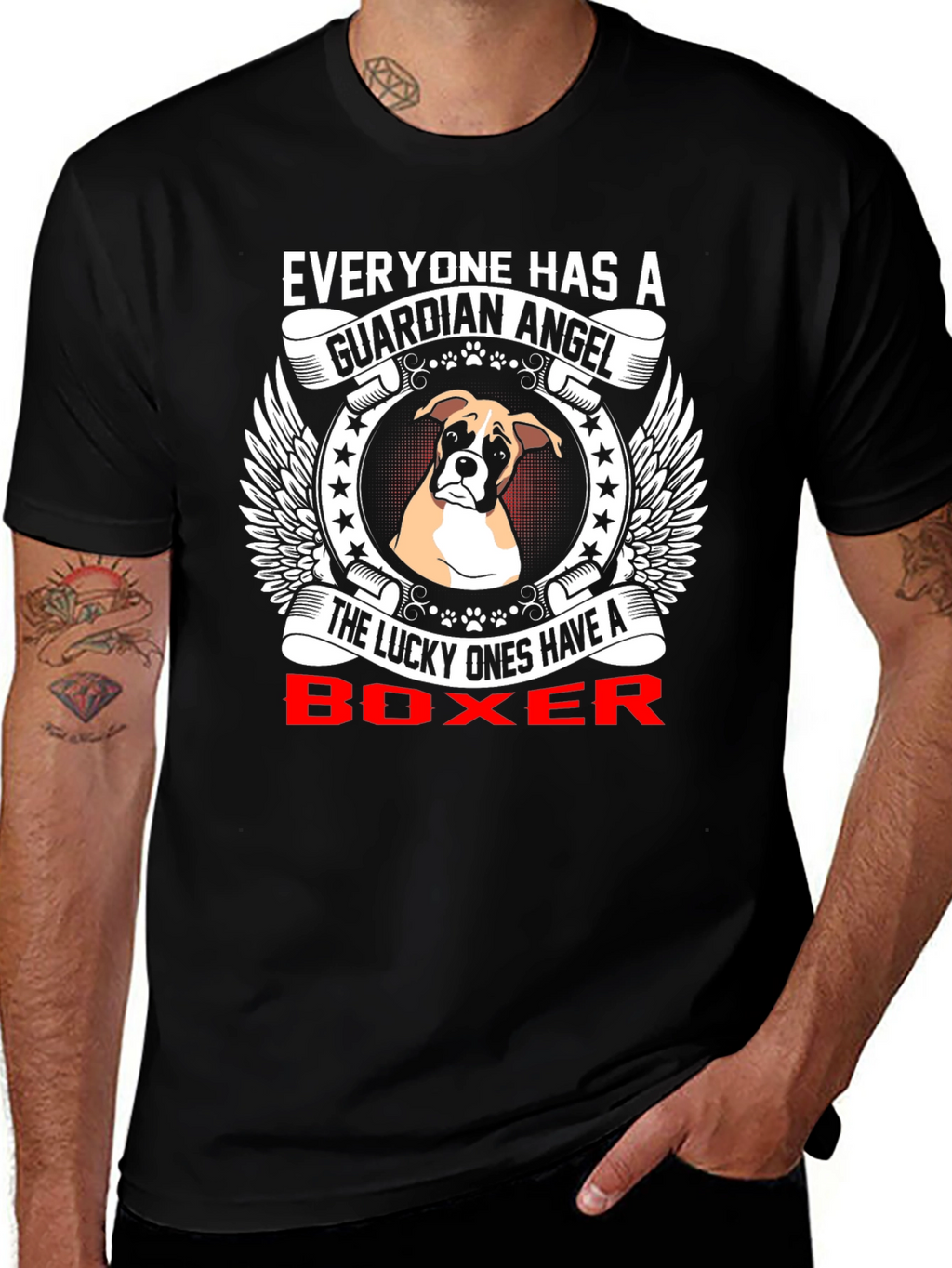 Boxer Dog Guardian Angel T-Shirt