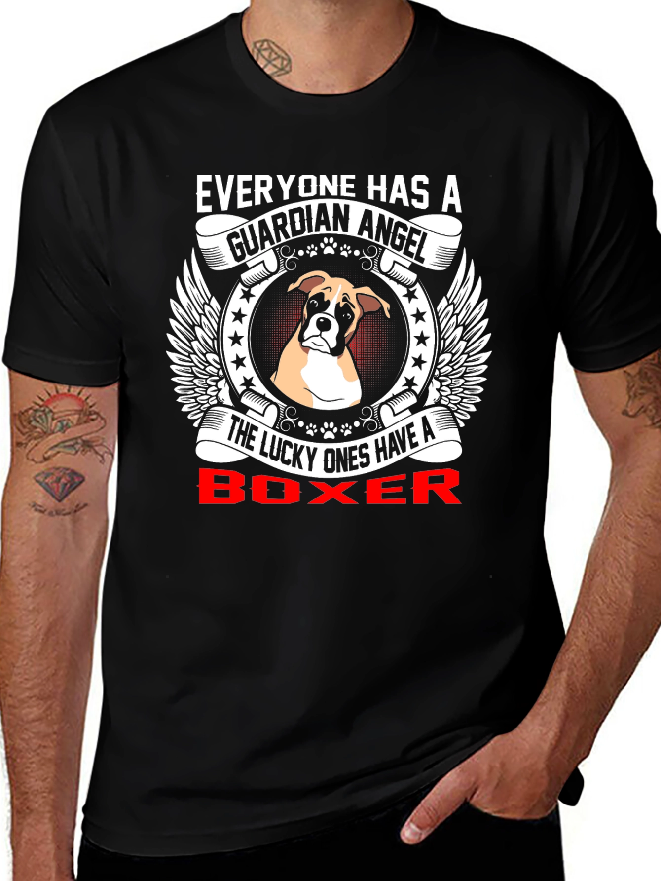 Boxer Dog Guardian Angel T-Shirt