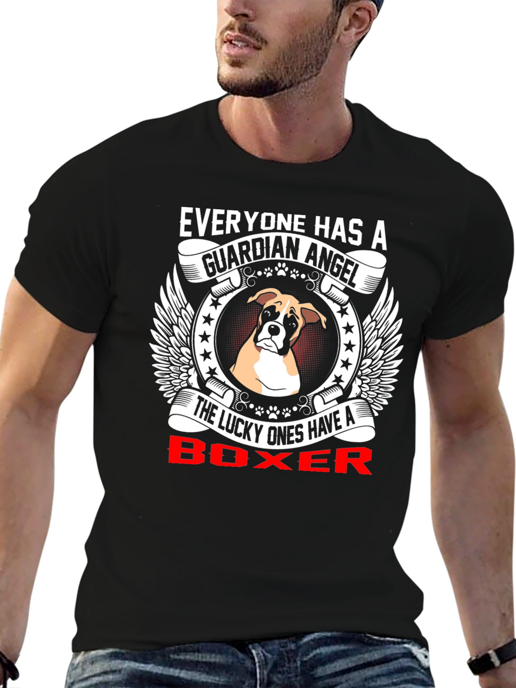 Boxer Dog Guardian Angel T-Shirt