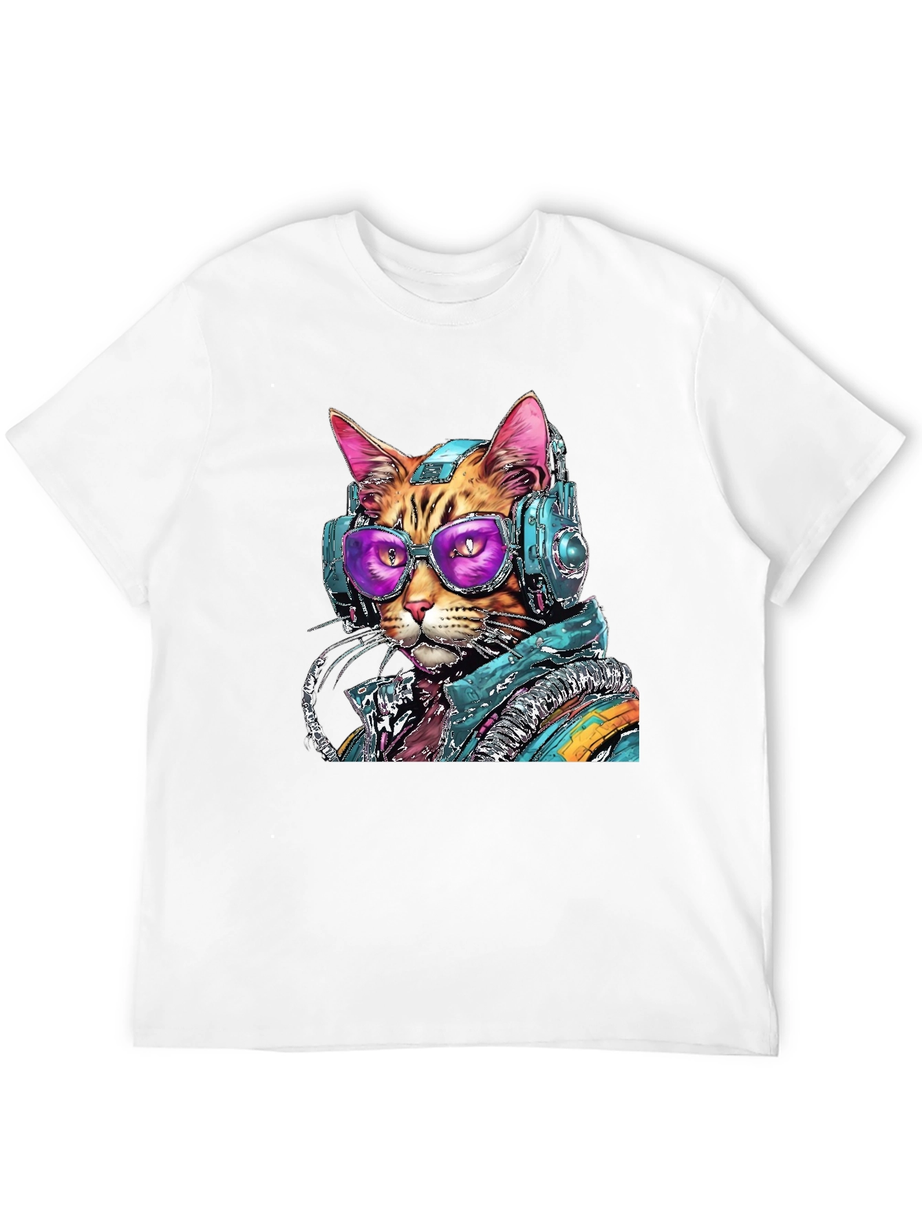 Cool Cat DJ Graphic Tee - Black Cotton Comfort