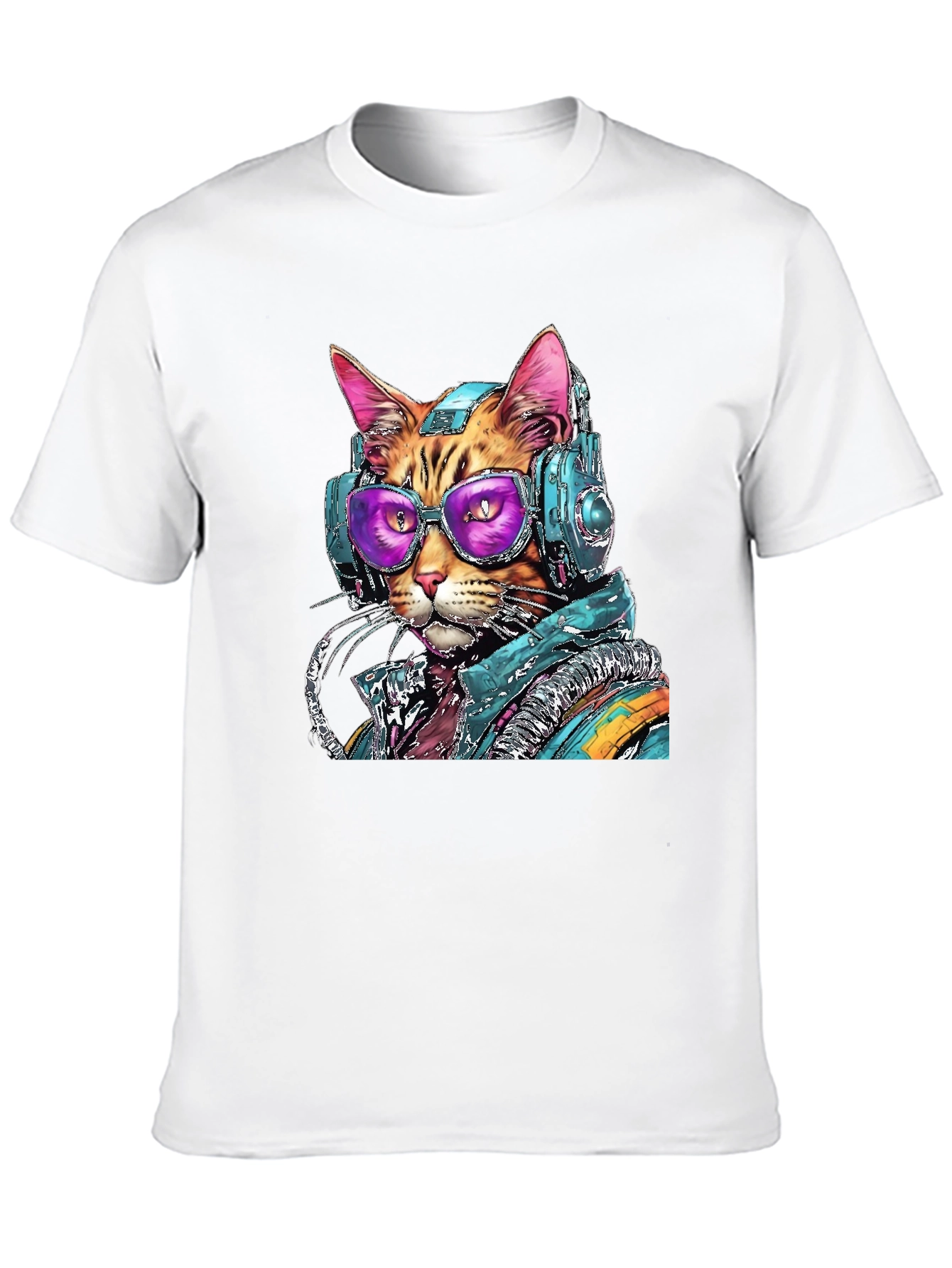 Cool Cat DJ Graphic Tee - Black Cotton Comfort
