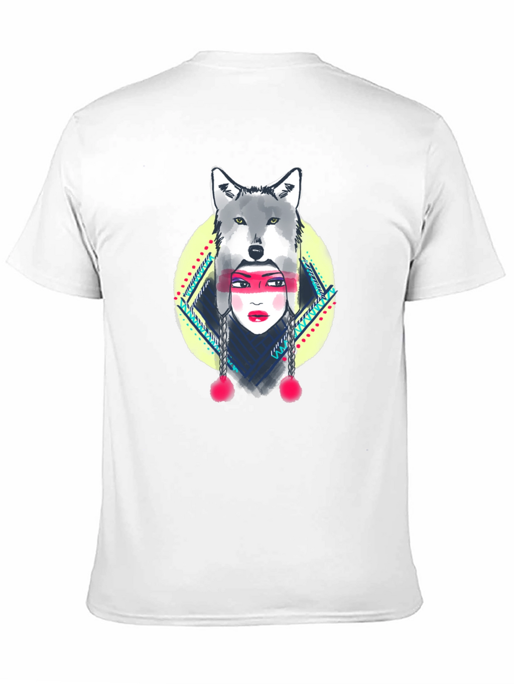 Wolf Headdress Graphic Tee - Black Cotton T-Shirt