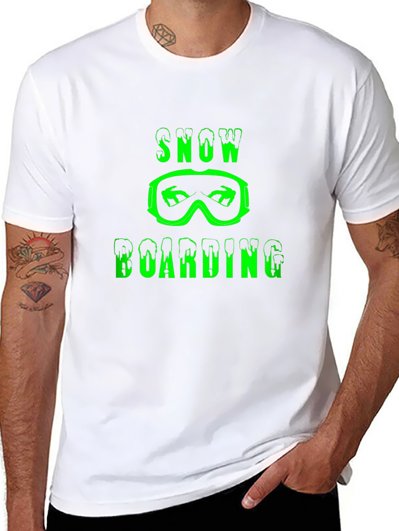 Snowboarding Graphic Print Black T-Shirt